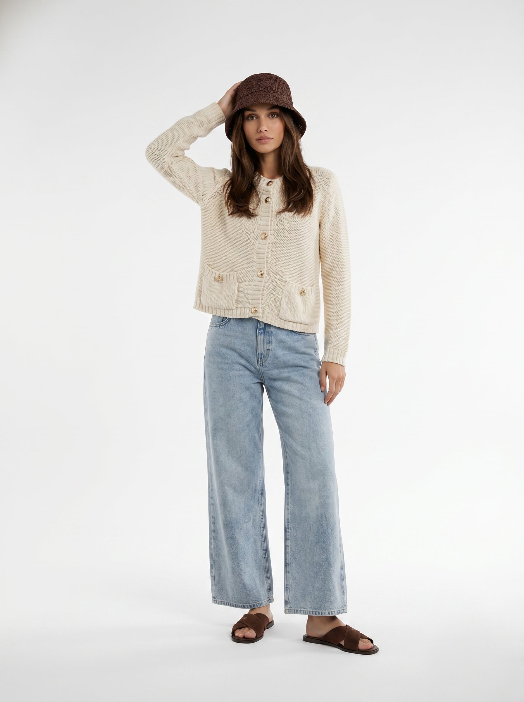 Cardigan Mirea con bottoni gioiello - Burro donna
