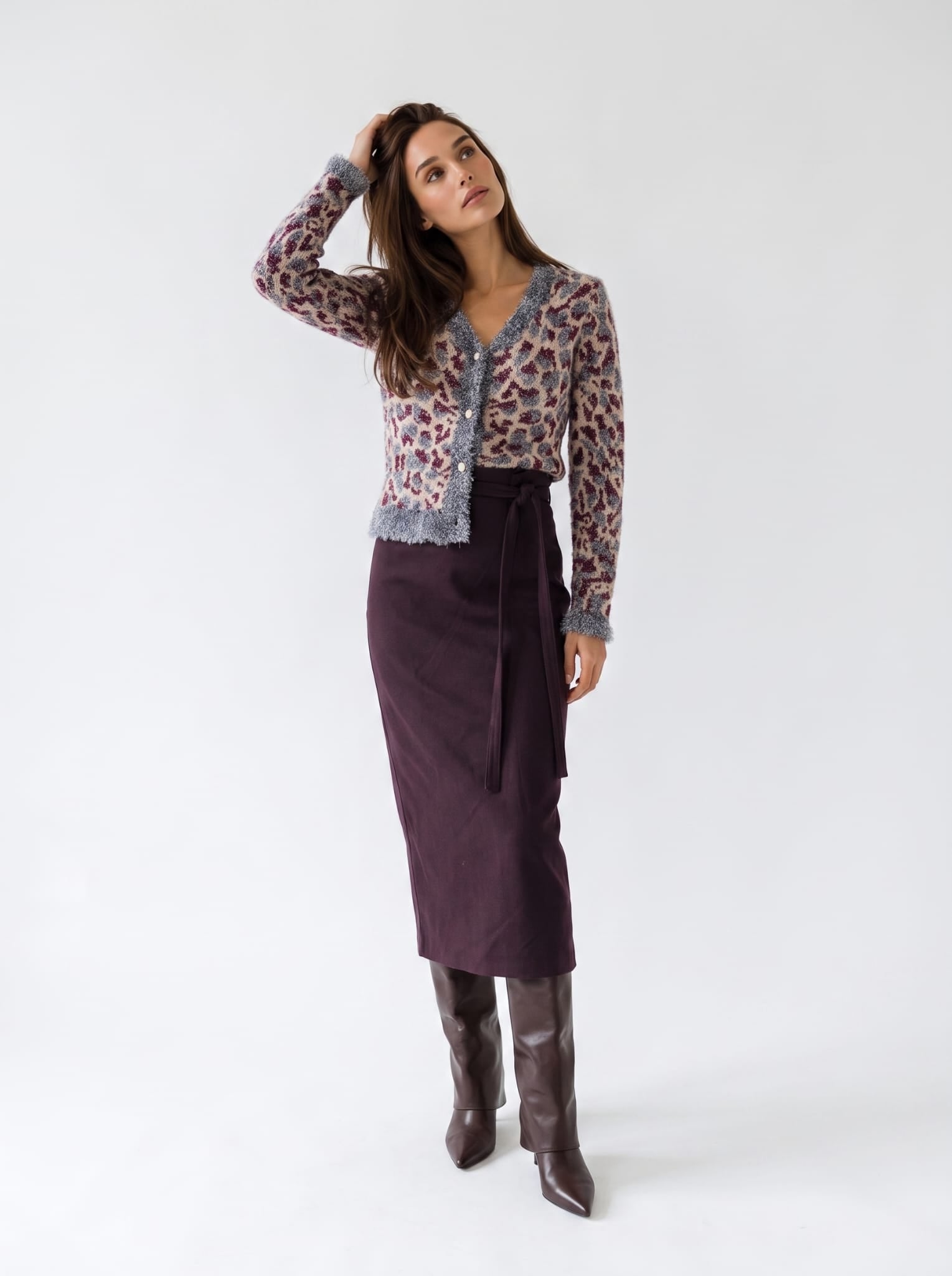 Cardigan Amaris - Animalier Prugna Cardigan donna
