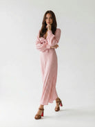 Coordinato Liria abito lungo e camicia kimono pois - rosa donna