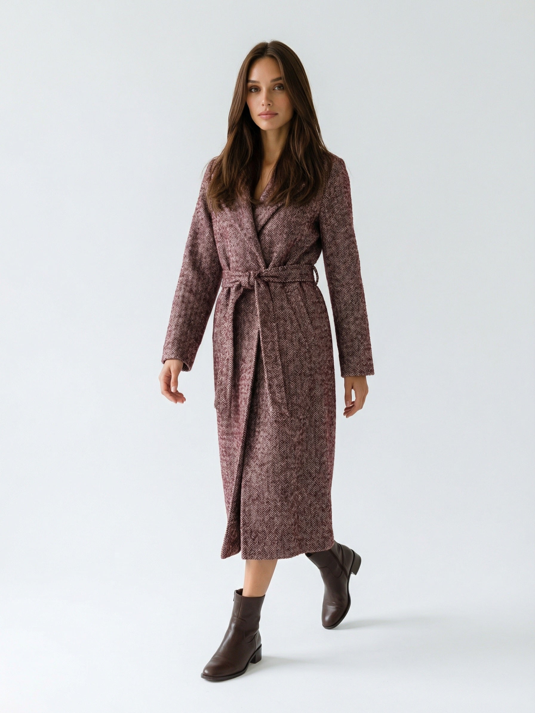 Cappotto Holly - Bordeaux spigato donna