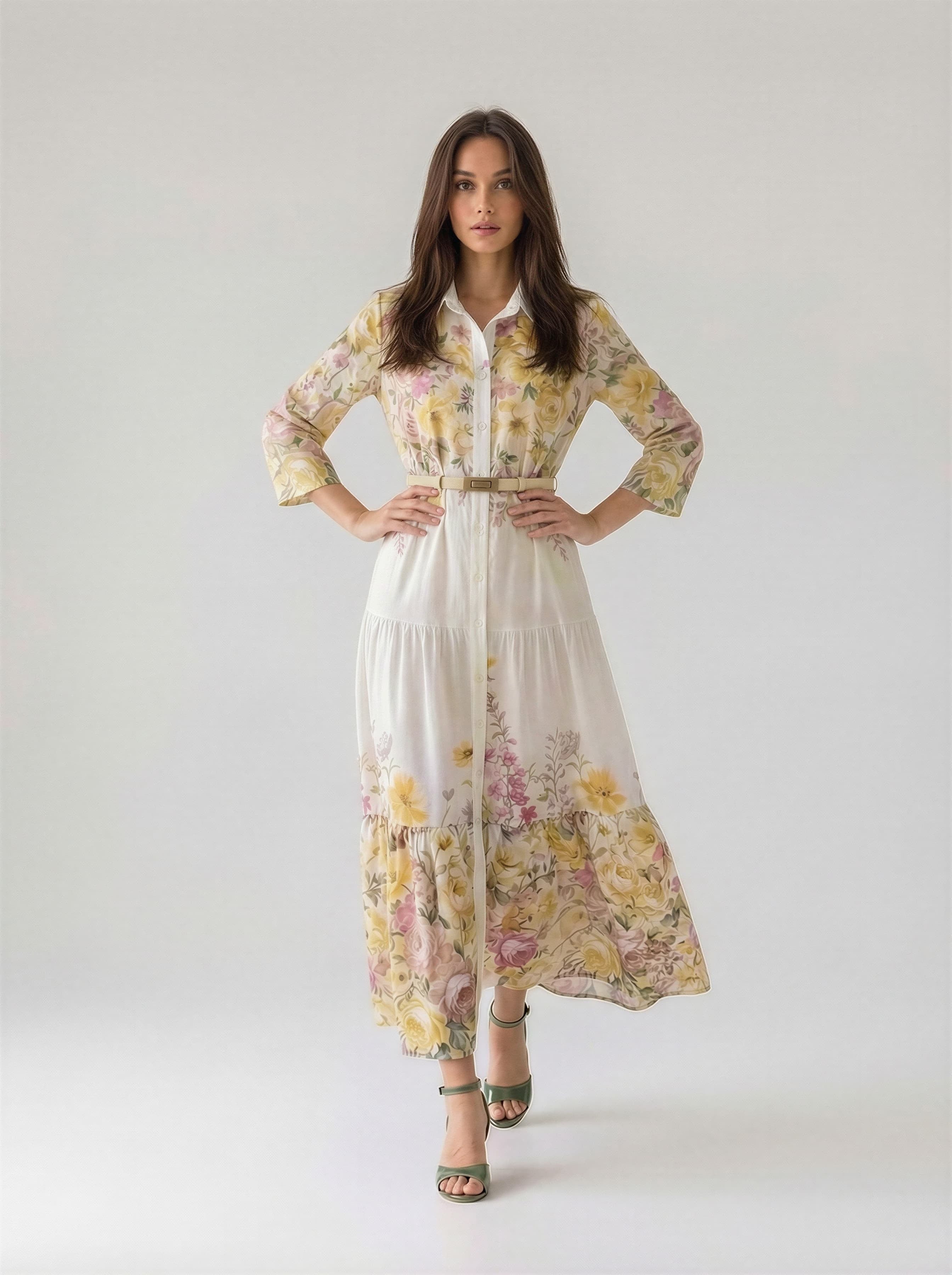 Abito Florelle chemisier in mussola - floral garden giallo donna