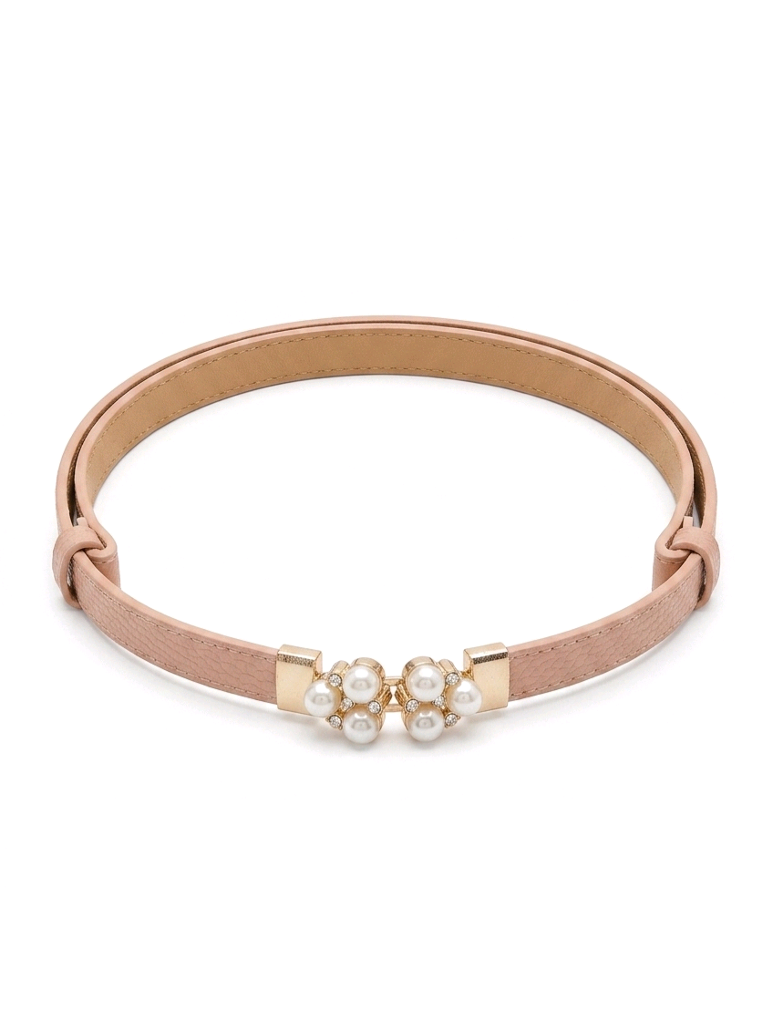 Cintura Perla in vera pelle con fibbia gioiello donna