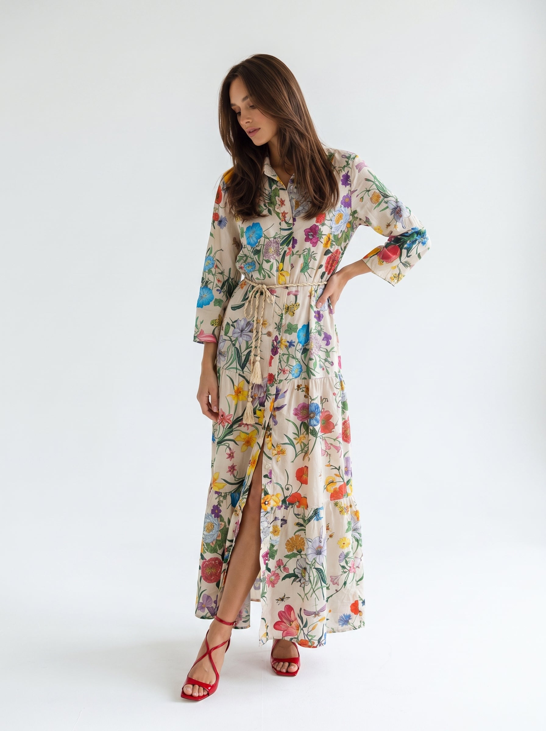 Abito Florelle chemisier in mussola - Fiori di campo donna