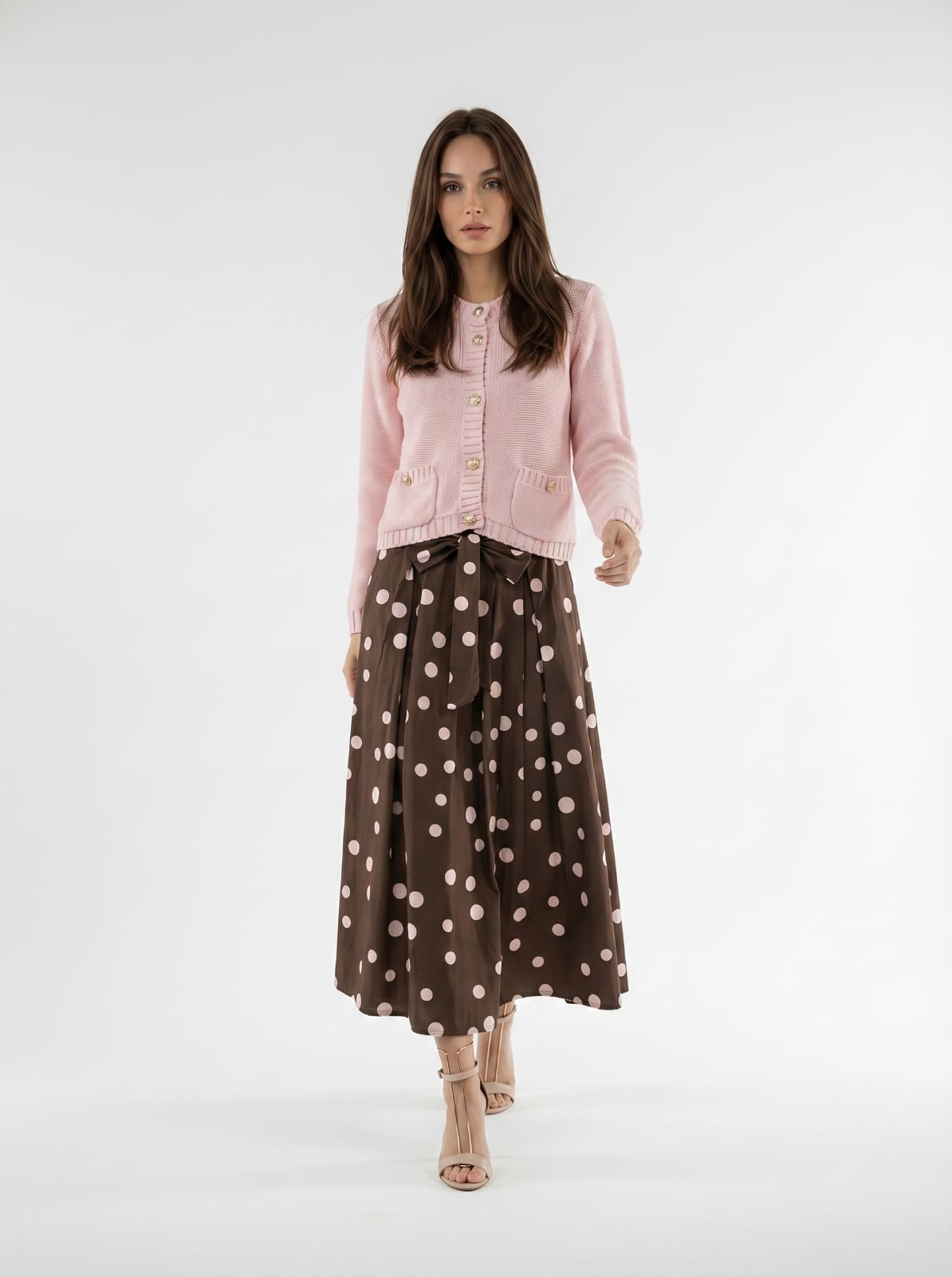 Cardigan Mirea con bottoni gioiello - rosa donna