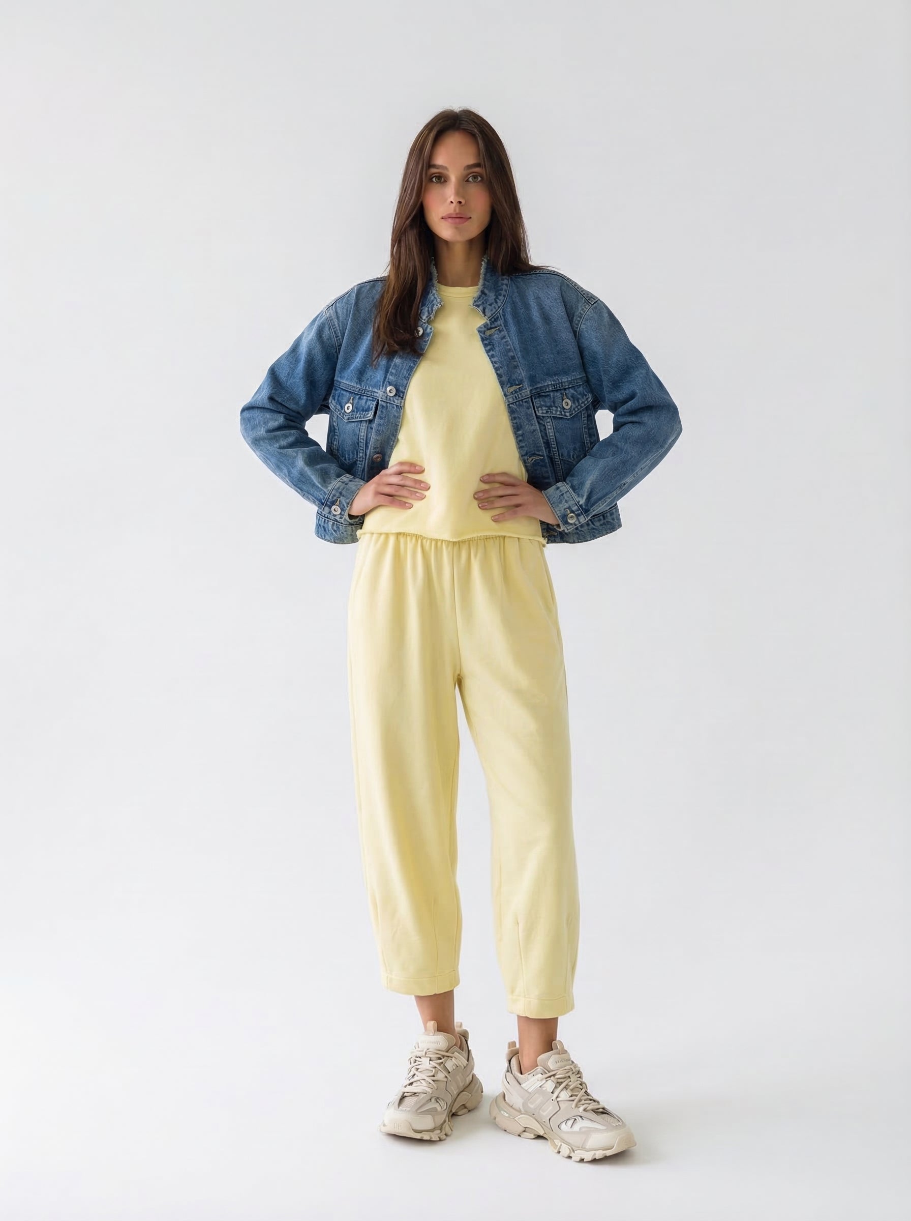 Giubbotto Nolan in denim con collo sfrangiato – jeans medio donna