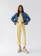 Giubbotto Nolan in denim con collo sfrangiato – jeans medio donna